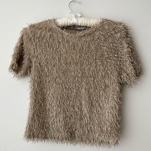 Tan fuzzy shirt